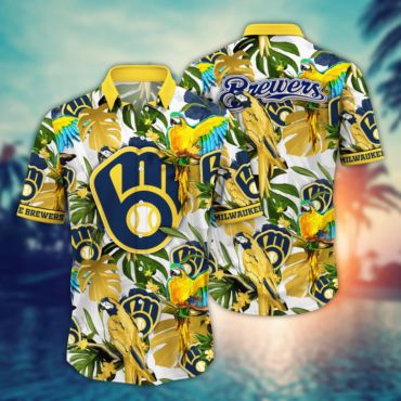 Milwaukee Brewers Paradise Parrot Hawaiian Shirt Unisex T-shirt, Sweatshirt, Hoodie, Long Sleeve Tee - T-Shirt, Sweatshirt, Hoodie