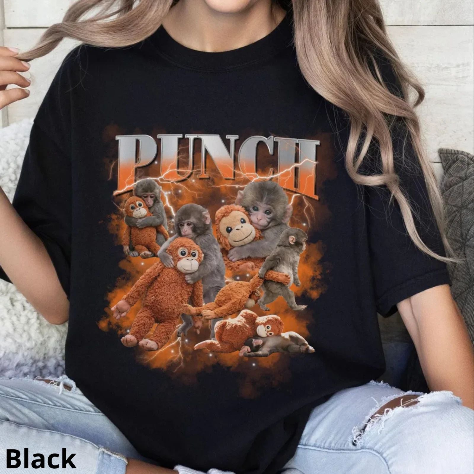 Team Punch Baby Monkey Graphic T Shirt Viral Cute Monkey Meme Tee Unisex T-shirt, Sweatshirt, Hoodie, Long Sleeve Tee - T-Shirt, Sweatshirt, Hoodie
