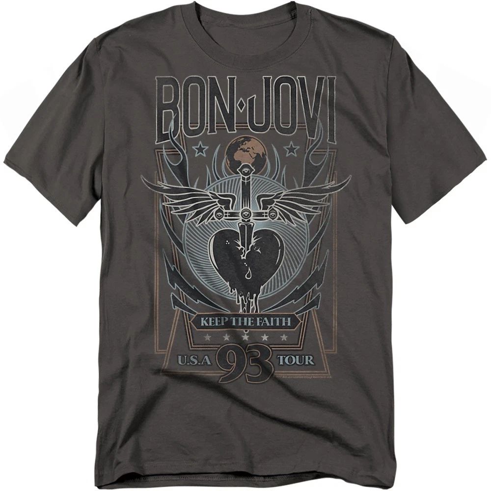 Bon Jovi Keep The Faith T-Shirt S-4XL, Charcoal Unisex T-shirt, Sweatshirt, Hoodie, Long Sleeve Tee - T-Shirt, Sweatshirt, Hoodie