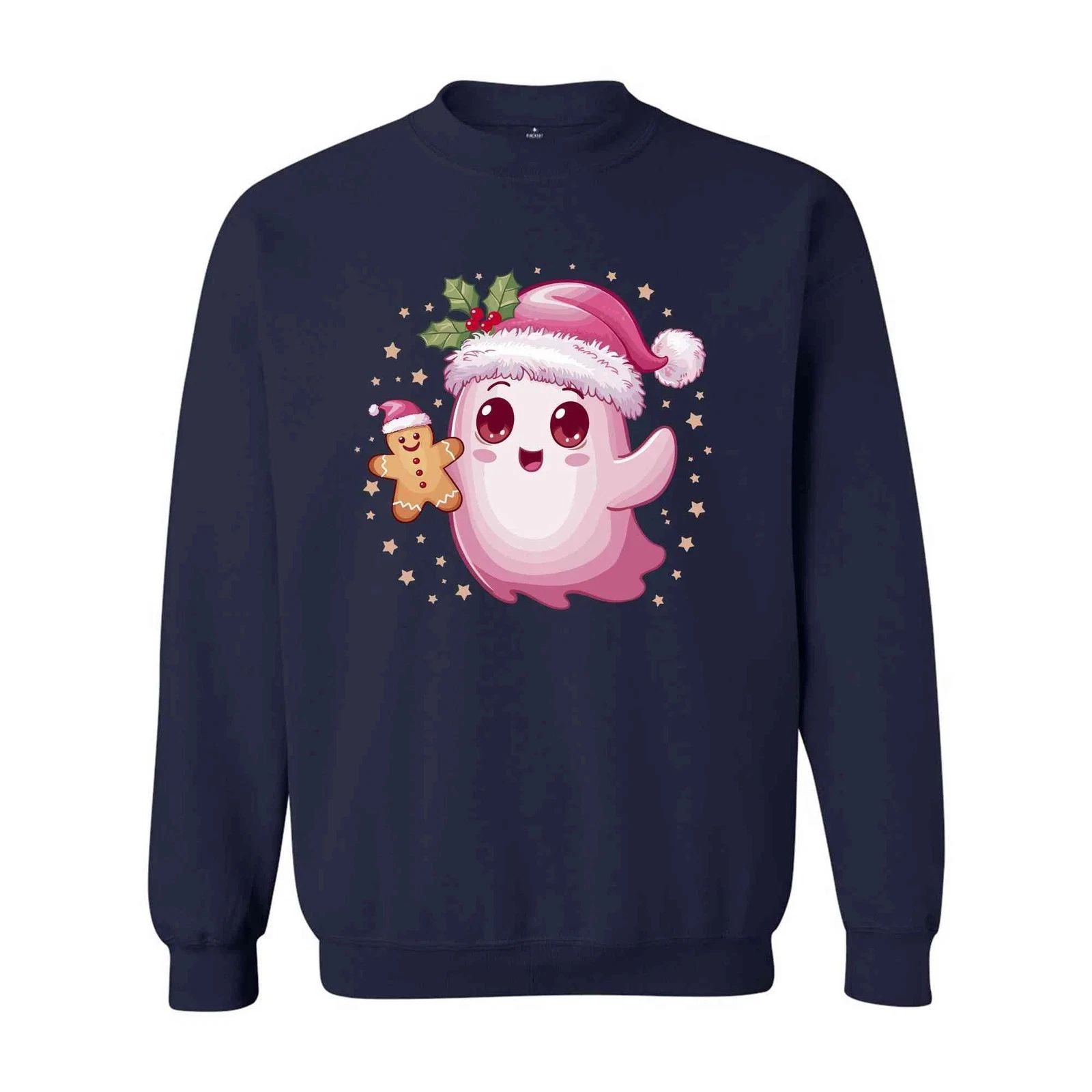 Christmas Cute Cookie Ghost Sweatshirt, Christmas Ghost Sweatshirt, Gingerbread Unisex T-shirt, Sweatshirt, Hoodie, Long Sleeve Tee - T-Shirt, Sweatshirt, Hoodie
