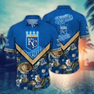Kansas City Royals Blue & Gold Royal Hawaiian Shirt Unisex T-shirt, Sweatshirt, Hoodie, Long Sleeve Tee - T-Shirt, Sweatshirt, Hoodie