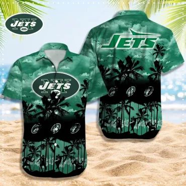New York Jets Palm Paradise Hawaiian Shirt Unisex T-shirt, Sweatshirt, Hoodie, Long Sleeve Tee - T-Shirt, Sweatshirt, Hoodie
