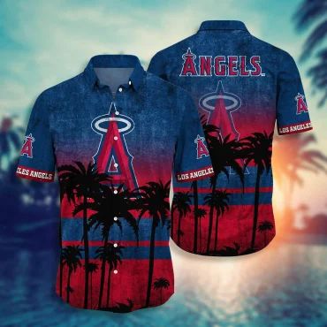 Los Angeles Angels Palm Shadow Hawaiian Shirt Unisex T-shirt, Sweatshirt, Hoodie, Long Sleeve Tee - T-Shirt, Sweatshirt, Hoodie
