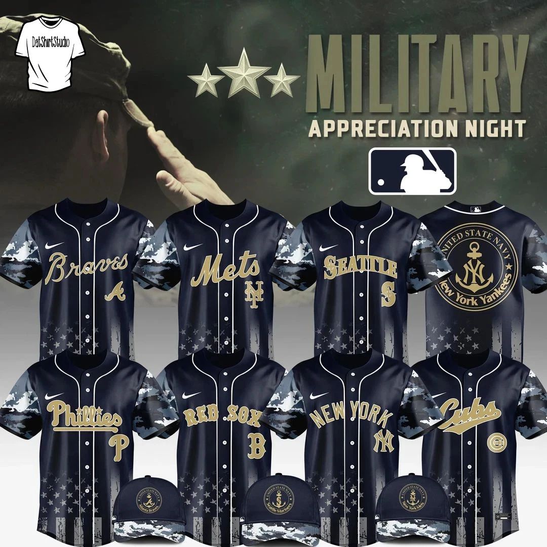 Custom All Baseball Team x Military Appreciation Night 2026 Edition Jersey Unisex T-shirt, Sweatshirt, Hoodie, Long Sleeve Tee - T-Shirt, Sweatshirt, Hoodie