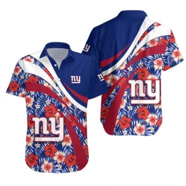 New York Giants Tropical Hibiscus Hawaiian Shirt Unisex T-shirt, Sweatshirt, Hoodie, Long Sleeve Tee - T-Shirt, Sweatshirt, Hoodie