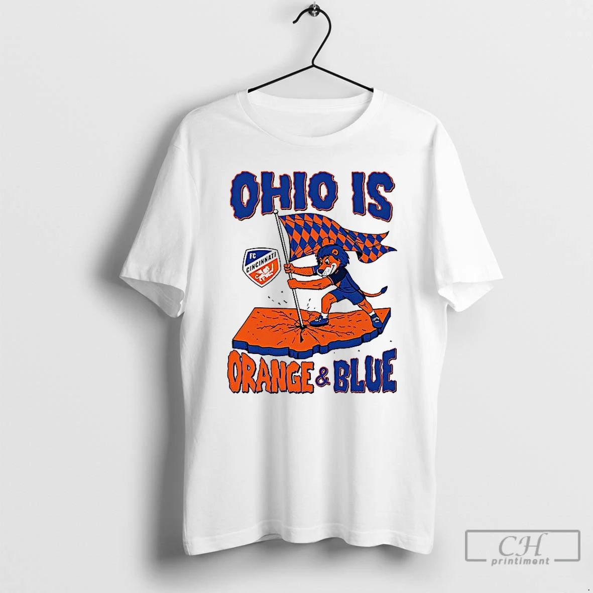 Premium Cincinnati Fc Ohio Is Orange And Blue Flag Mascot T Shirts Unisex T-shirt, Sweatshirt, Hoodie, Long Sleeve Tee - T-Shirt, Sweatshirt, Hoodie