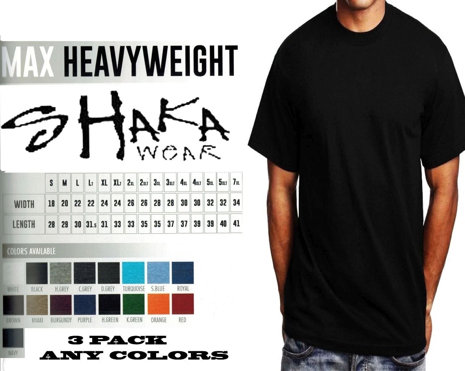 3 Pack Shaka Wear Mens Max Heavyweight T-shirt Any Color Basic Plain Tee Unisex T-shirt, Sweatshirt, Hoodie, Long Sleeve Tee - T-Shirt, Sweatshirt, Hoodie