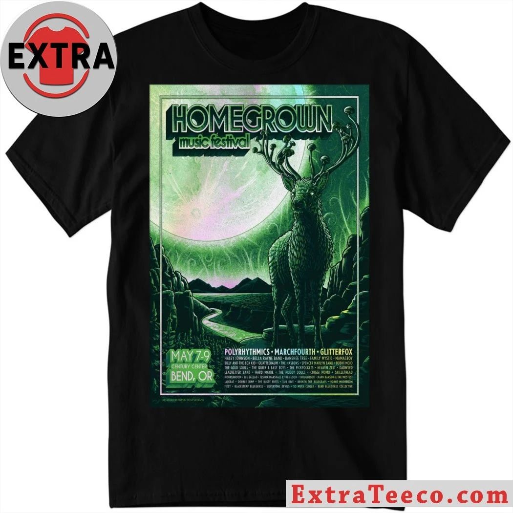 Homegrown Music Festival Bend OR 5 7-5 9 2026 Poster Shirt Unisex T-shirt, Sweatshirt, Hoodie, Long Sleeve Tee - T-Shirt, Sweatshirt, Hoodie