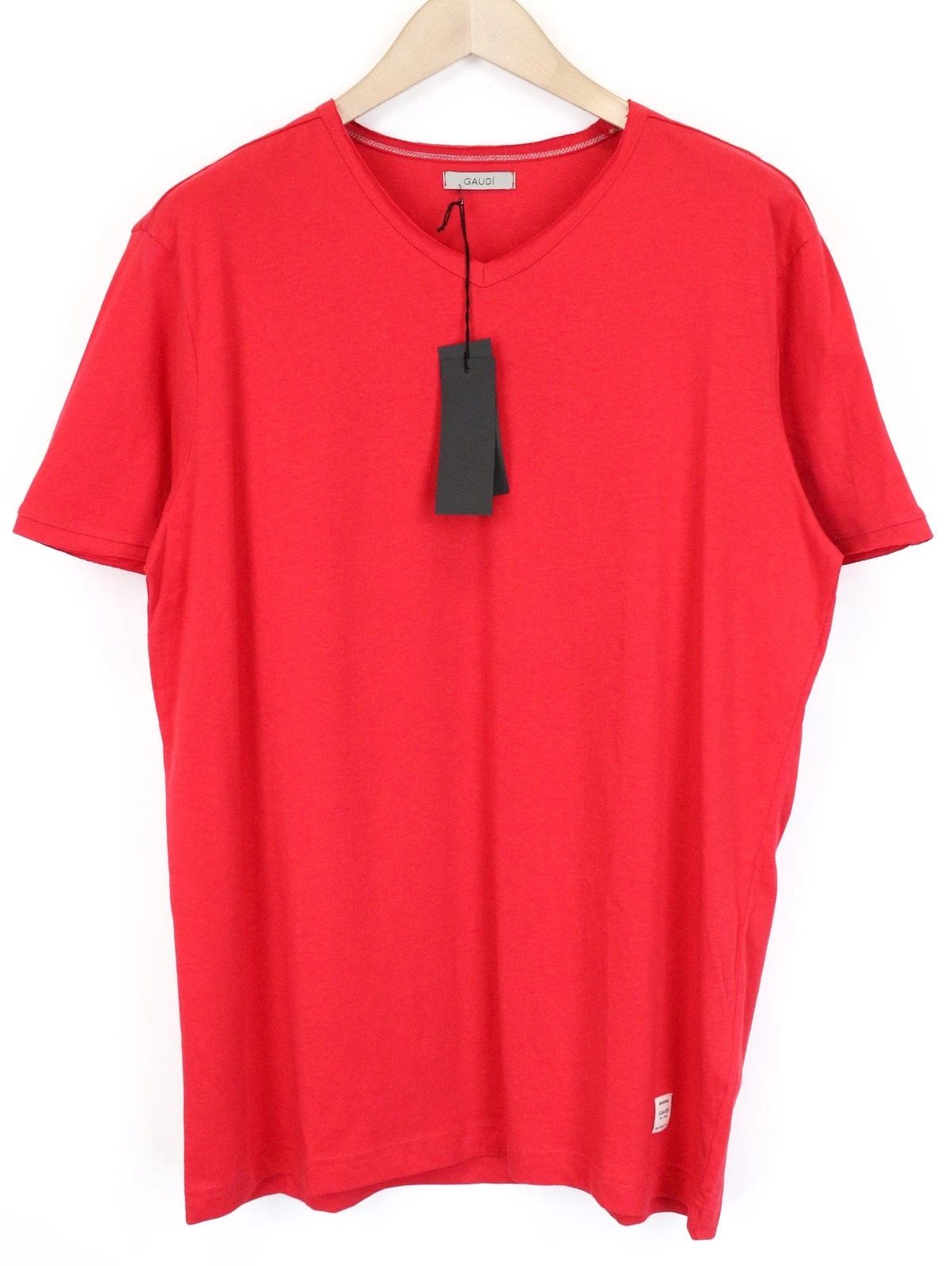 Gaudi Men's T-Shirt 2XL Red Pure Cotton Casual Short Sleeve V-Neck Unisex T-shirt, Sweatshirt, Hoodie, Long Sleeve Tee - T-Shirt, Sweatshirt, Hoodie