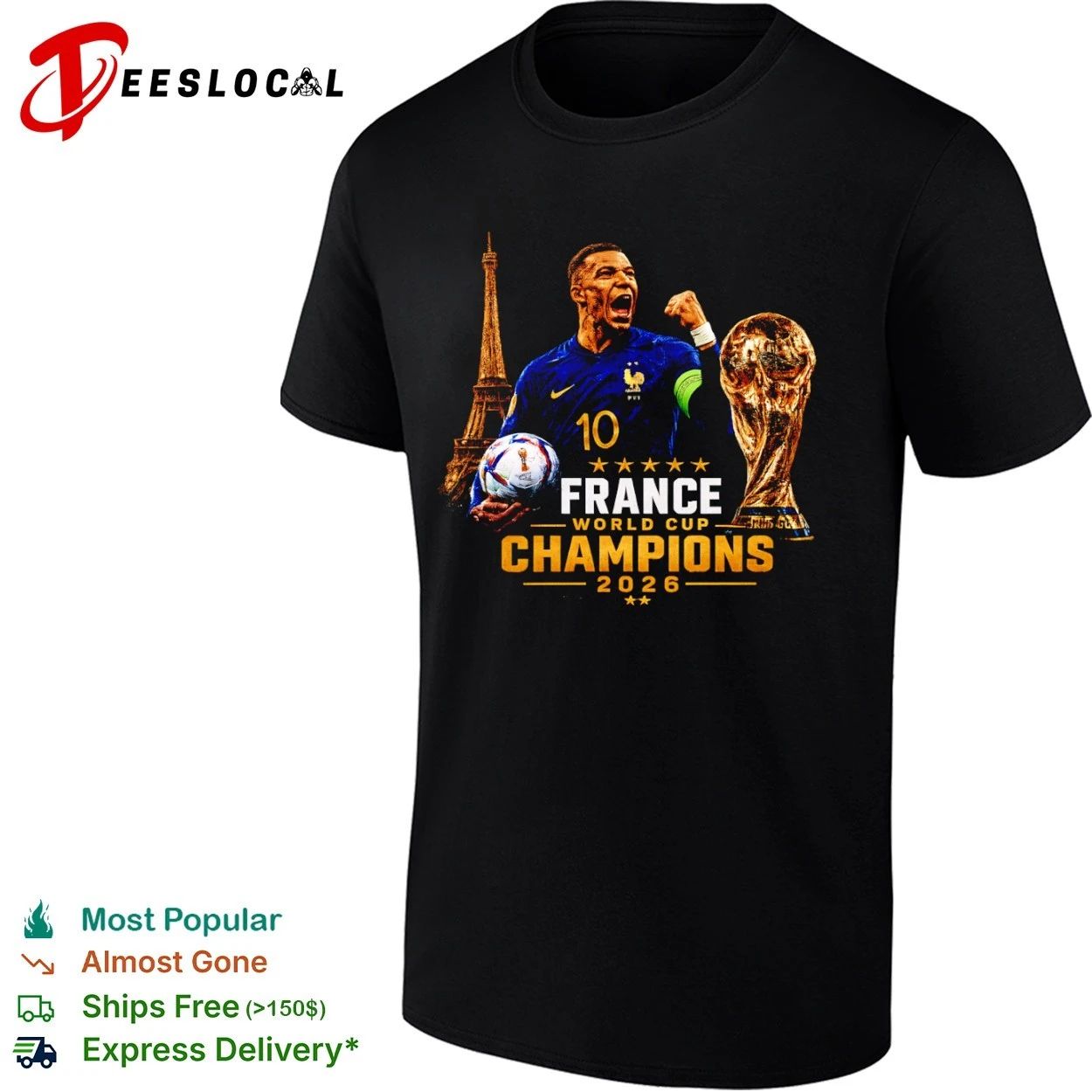 Kylian Mbappe France National Football Team World Cup Champions 2026 T-shirt Unisex T-shirt, Sweatshirt, Hoodie, Long Sleeve Tee - T-Shirt, Sweatshirt, Hoodie