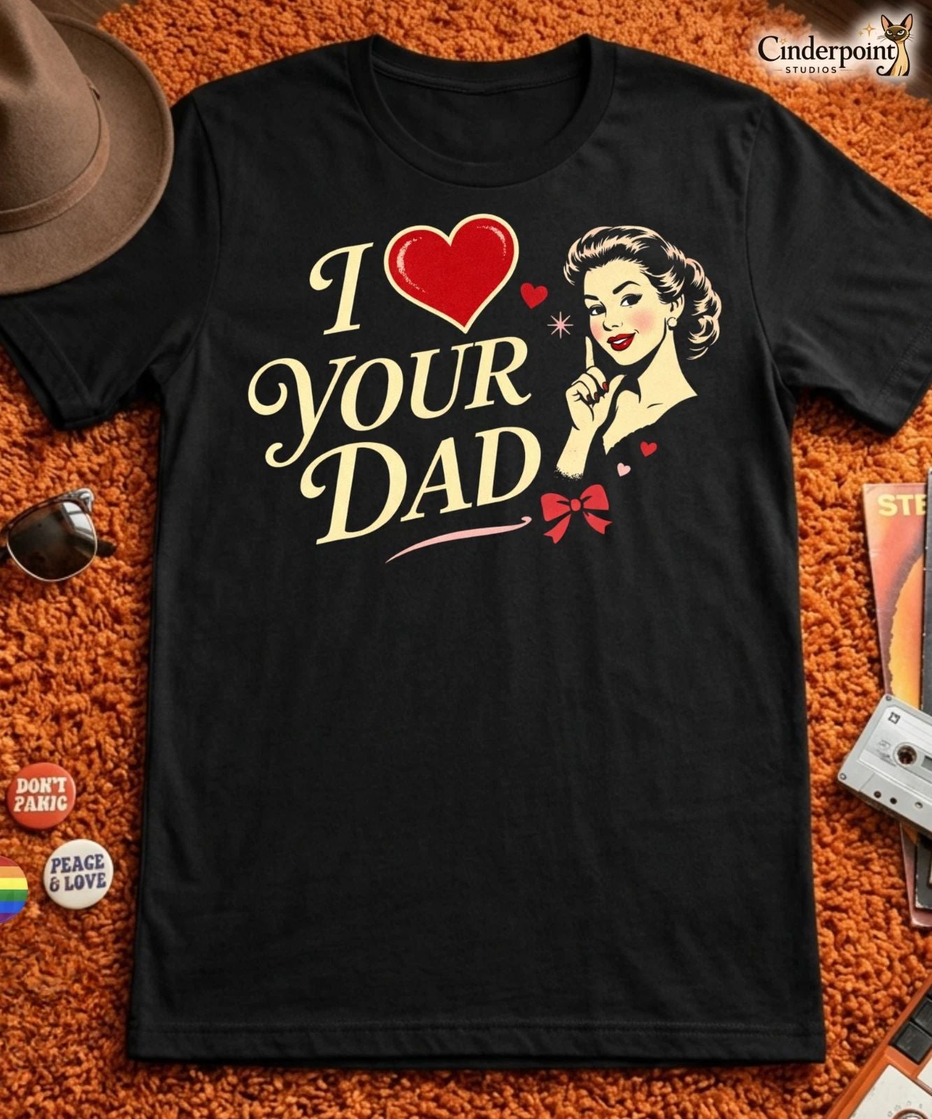 I Heart Your Dad T-Shirt Funny Retro Pinup Graphic Tee Mid Century XS-5X Black Unisex T-shirt, Sweatshirt, Hoodie, Long Sleeve Tee - T-Shirt, Sweatshirt, Hoodie
