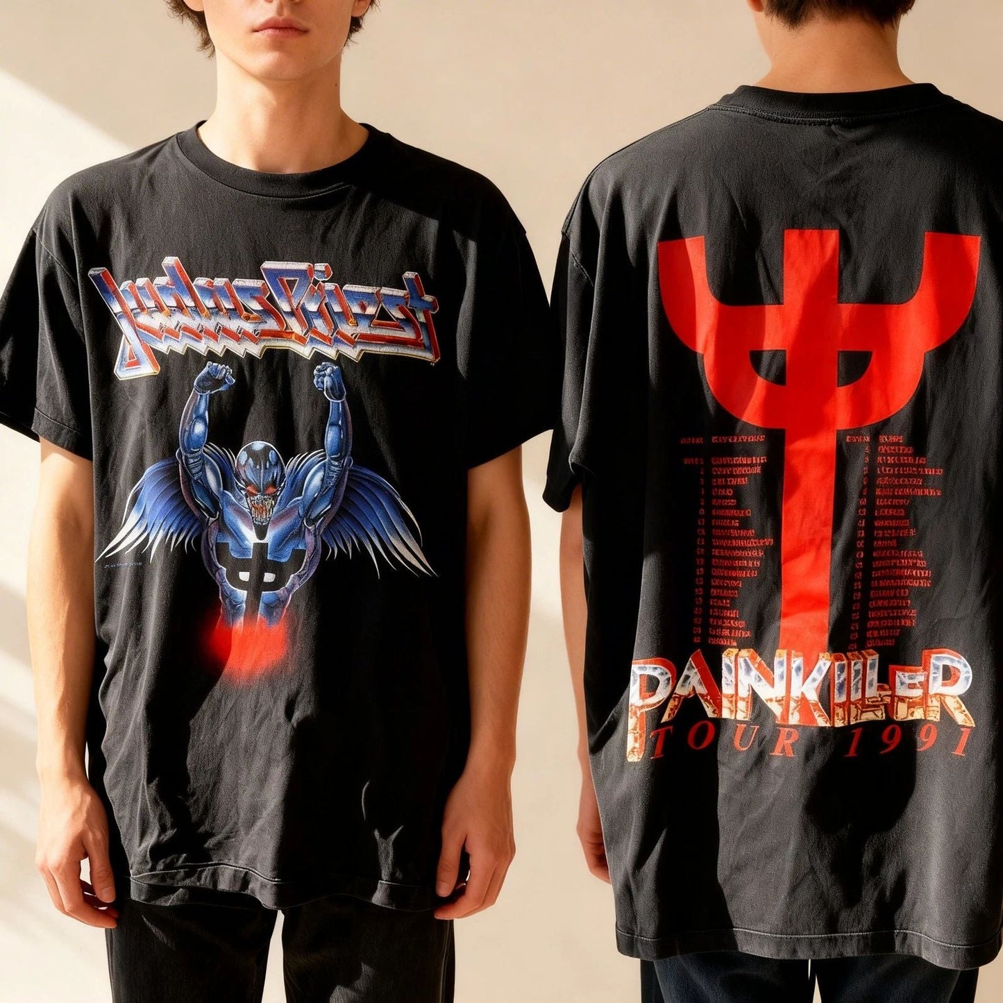 Vintage 1991 Judas Priest Painkiller Tour 1991 T-shirt Unisex T-shirt, Sweatshirt, Hoodie, Long Sleeve Tee - T-Shirt, Sweatshirt, Hoodie