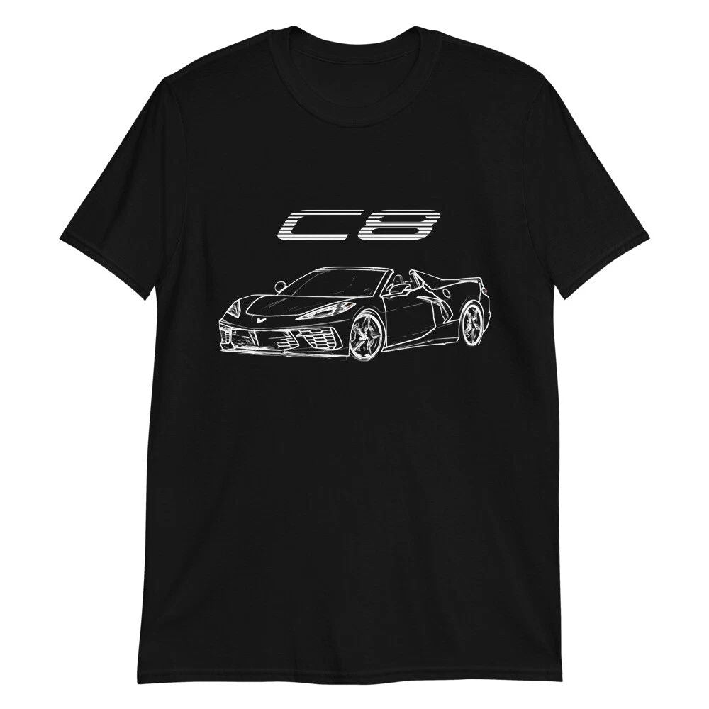 Convertible vette C8 Owner Gift Outline Sketch Art Short-Sleeve T-Shirt Unisex T-shirt, Sweatshirt, Hoodie, Long Sleeve Tee - T-Shirt, Sweatshirt, Hoodie