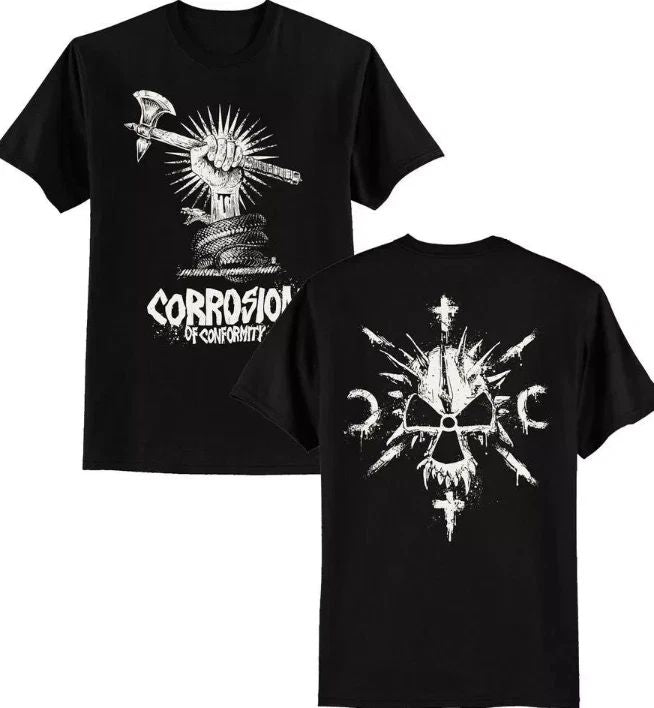 Vtg CORROSION OF CONFORMITY Band Heavy Cotton Black Shirt Unisex T-shirt, Sweatshirt, Hoodie, Long Sleeve Tee - T-Shirt, Sweatshirt, Hoodie