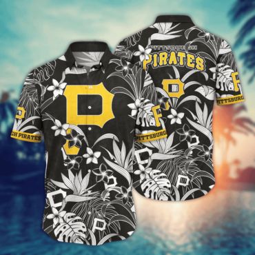 Pittsburgh Pirates Jungle Floral Hawaiian Shirt Unisex T-shirt, Sweatshirt, Hoodie, Long Sleeve Tee - T-Shirt, Sweatshirt, Hoodie