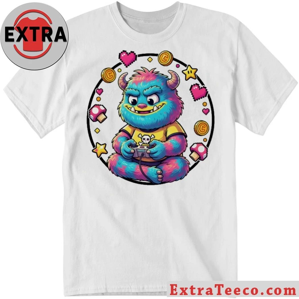 Neon Monster Gamer Mascot Shirt Unisex T-shirt, Sweatshirt, Hoodie, Long Sleeve Tee - T-Shirt, Sweatshirt, Hoodie