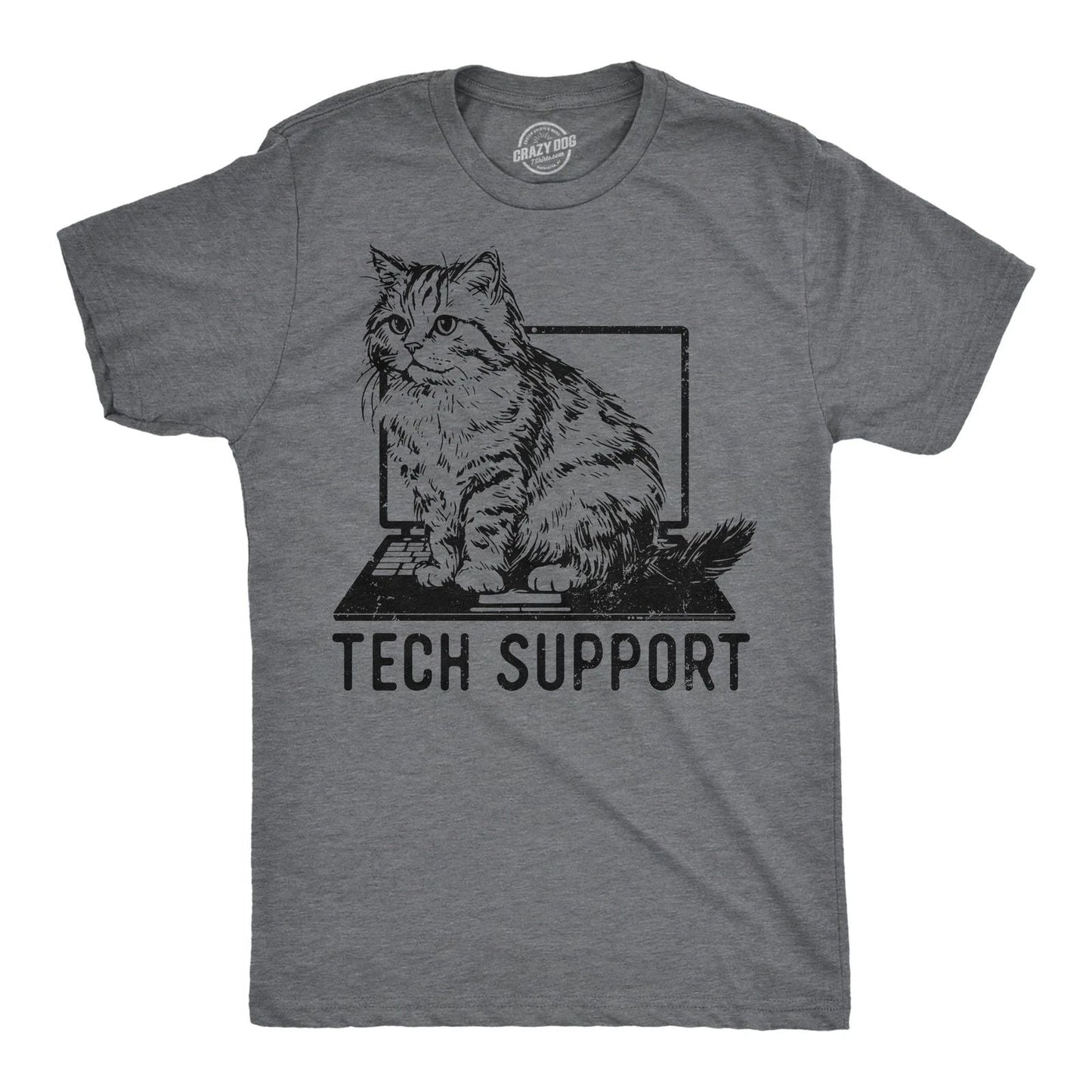Mens Tech Support Funny T Shirts Cute Kitten Graphic Tee for Men Unisex T-shirt, Sweatshirt, Hoodie, Long Sleeve Tee - T-Shirt, Sweatshirt, Hoodie