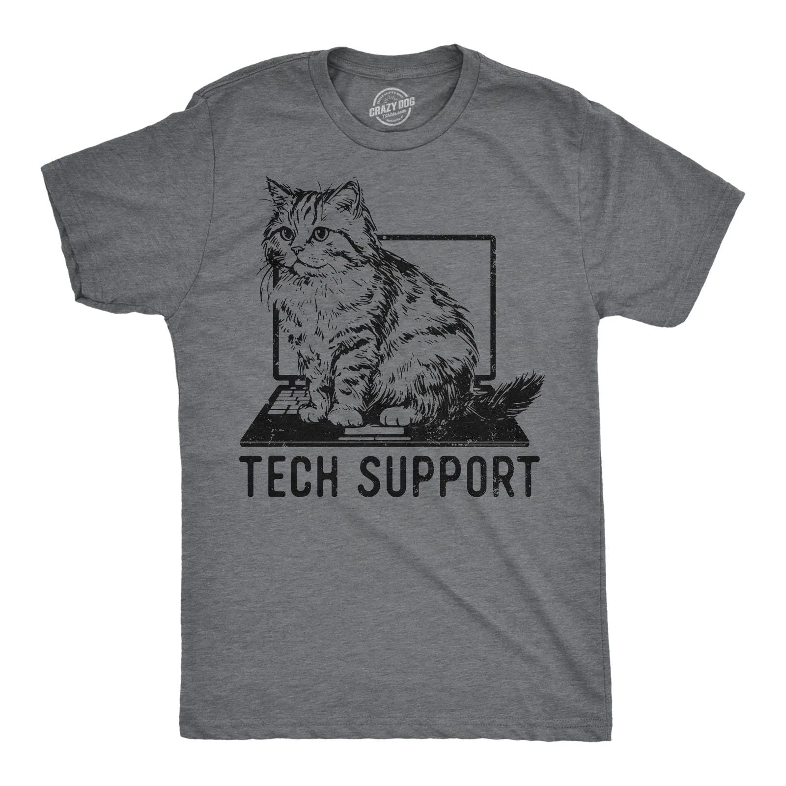 Mens Tech Support Funny T Shirts Cute Kitten Graphic Tee for Men Unisex T-shirt, Sweatshirt, Hoodie, Long Sleeve Tee - T-Shirt, Sweatshirt, Hoodie
