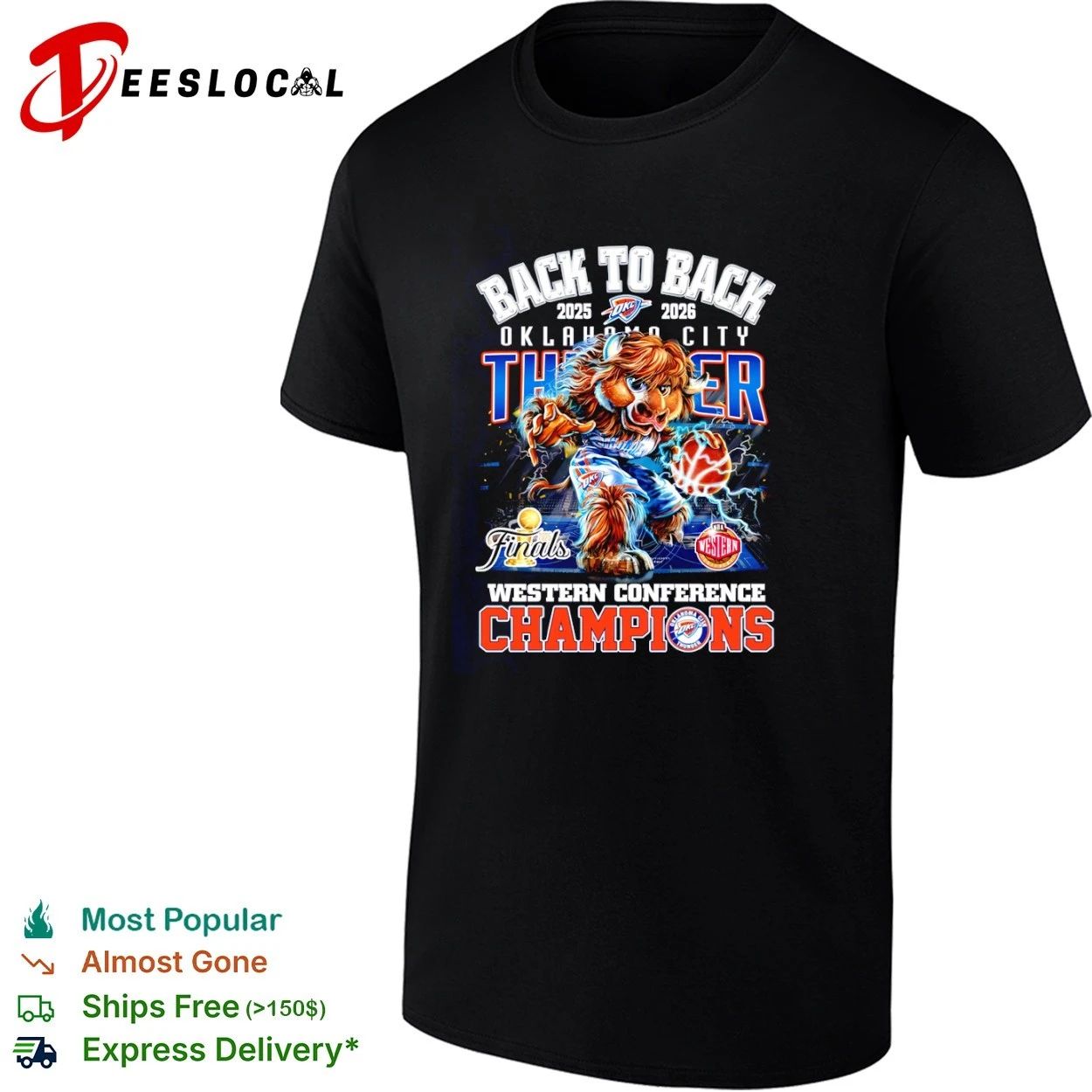 Back to Back 2025 2026 OKC Thunder Western Conference Champions T-shirt Unisex T-shirt, Sweatshirt, Hoodie, Long Sleeve Tee - T-Shirt, Sweatshirt, Hoodie