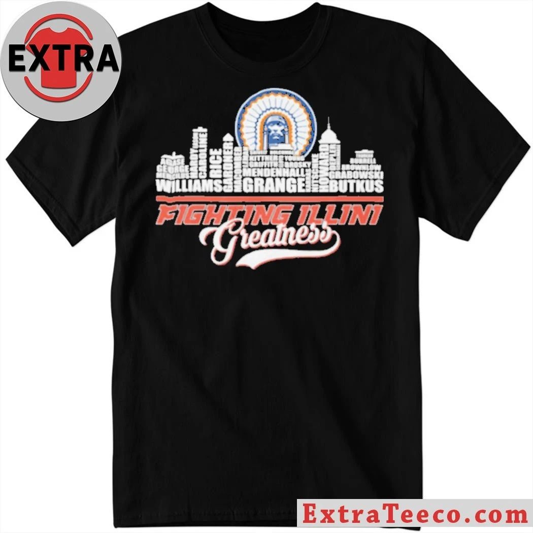 Fighting Illini Greatness University of Illinois Legends Typography Logo Shirt Unisex T-shirt, Sweatshirt, Hoodie, Long Sleeve Tee - T-Shirt, Sweatshirt, Hoodie