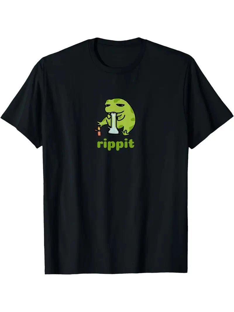 Men's Trendy Frog Graphic Tee - Soft Cotton, Black Crew Neck, Short-Sleeve with Unisex T-shirt, Sweatshirt, Hoodie, Long Sleeve Tee - T-Shirt, Sweatshirt, Hoodie
