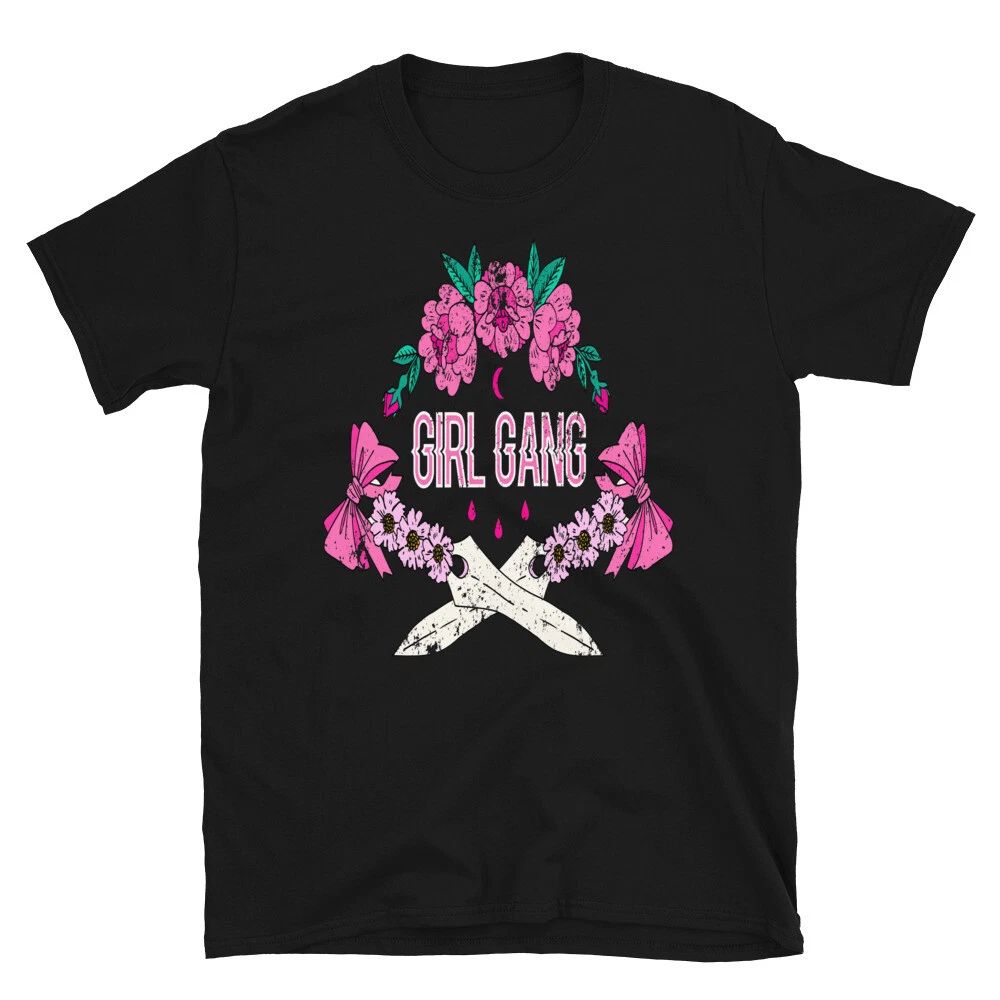 Pink Flowers Girl Gang Classic Trendy Design Casual T-Shirt Unisex T-shirt, Sweatshirt, Hoodie, Long Sleeve Tee - T-Shirt, Sweatshirt, Hoodie