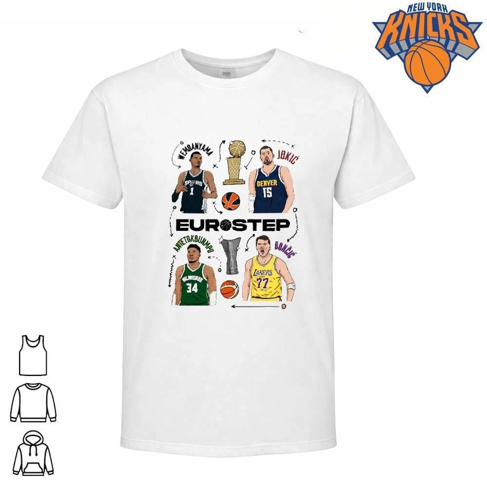 Eurostep Basketball Stars Wembanyama Jokic Antetokounmpo Doncic Cartoon shirt Unisex T-shirt, Sweatshirt, Hoodie, Long Sleeve Tee - T-Shirt, Sweatshirt, Hoodie