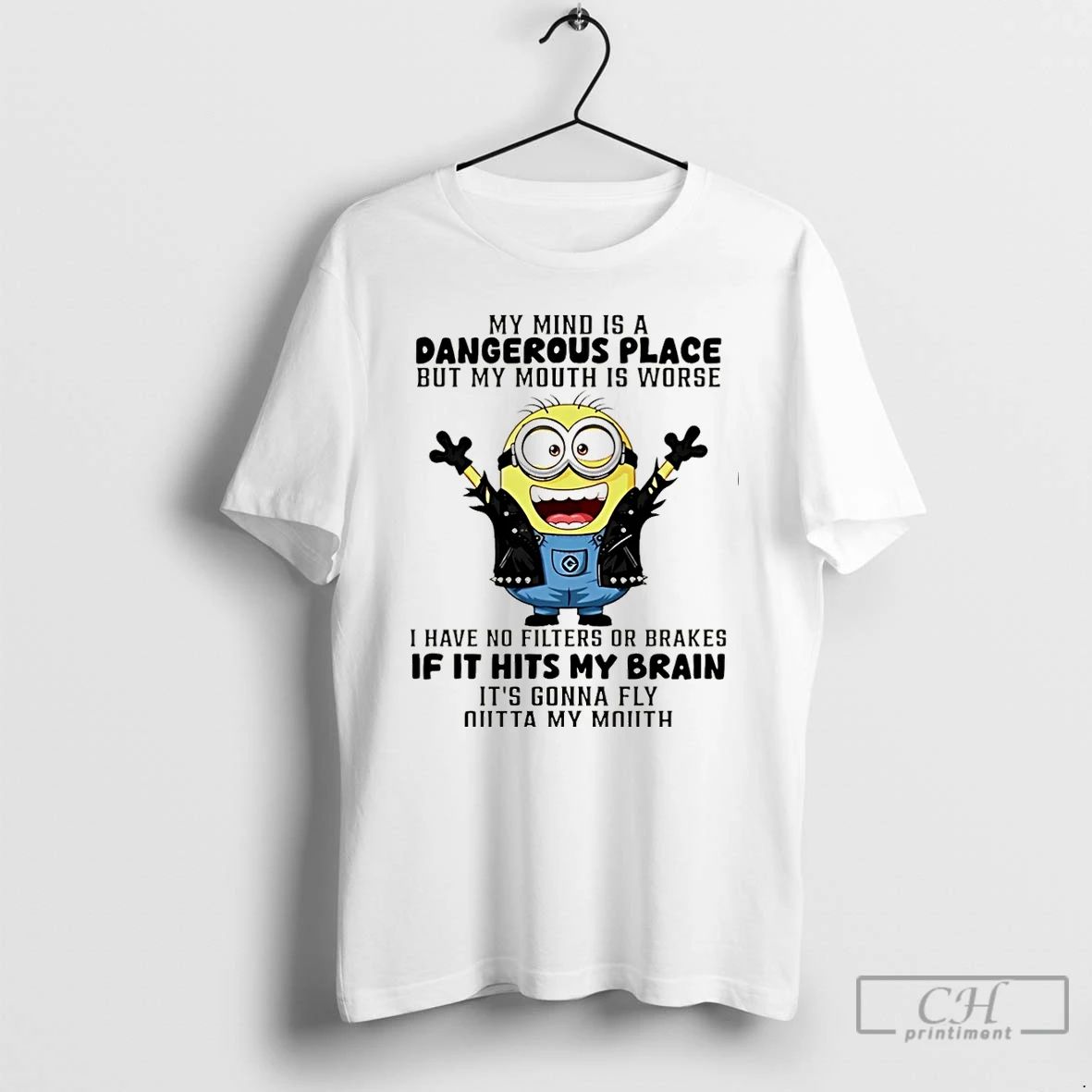 Premium Minion My Mind Is A Dangerous Place But My Mouth Is Worse Christmas Unisex T-shirt, Sweatshirt, Hoodie, Long Sleeve Tee - T-Shirt, Sweatshirt, Hoodie