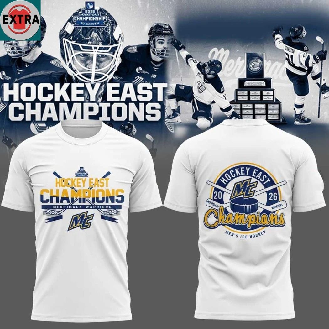 Merrimack Warriors Mens Hockey East Champions 2026 Logo Two Sided Hoodie Shirts Unisex T-shirt, Sweatshirt, Hoodie, Long Sleeve Tee - T-Shirt, Sweatshirt, Hoodie