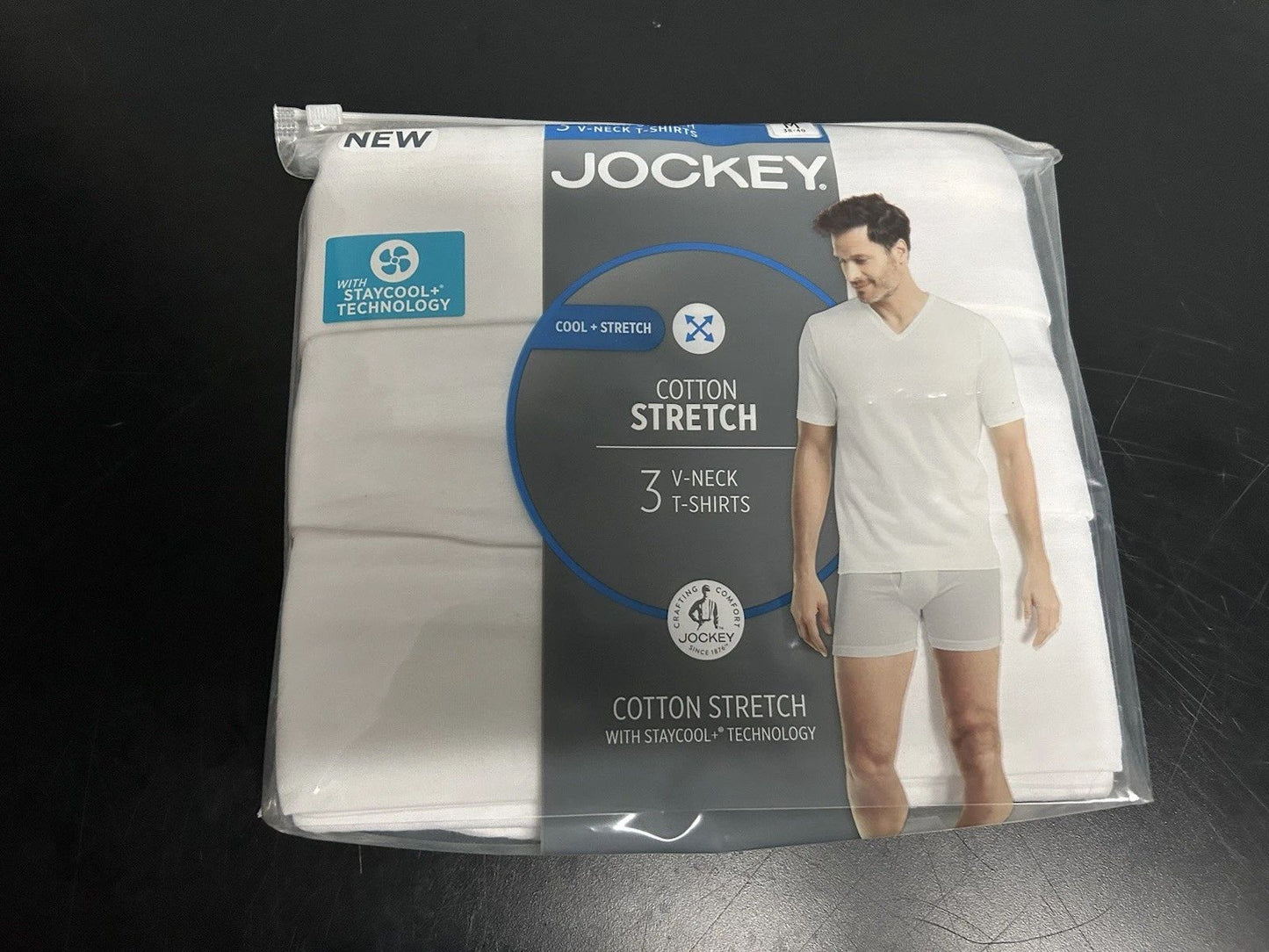 Jockey Classics 3-Pack  Cotton Staycool V-Neck T-Shirts Large White NEW Unisex T-shirt, Sweatshirt, Hoodie, Long Sleeve Tee - T-Shirt, Sweatshirt, Hoodie