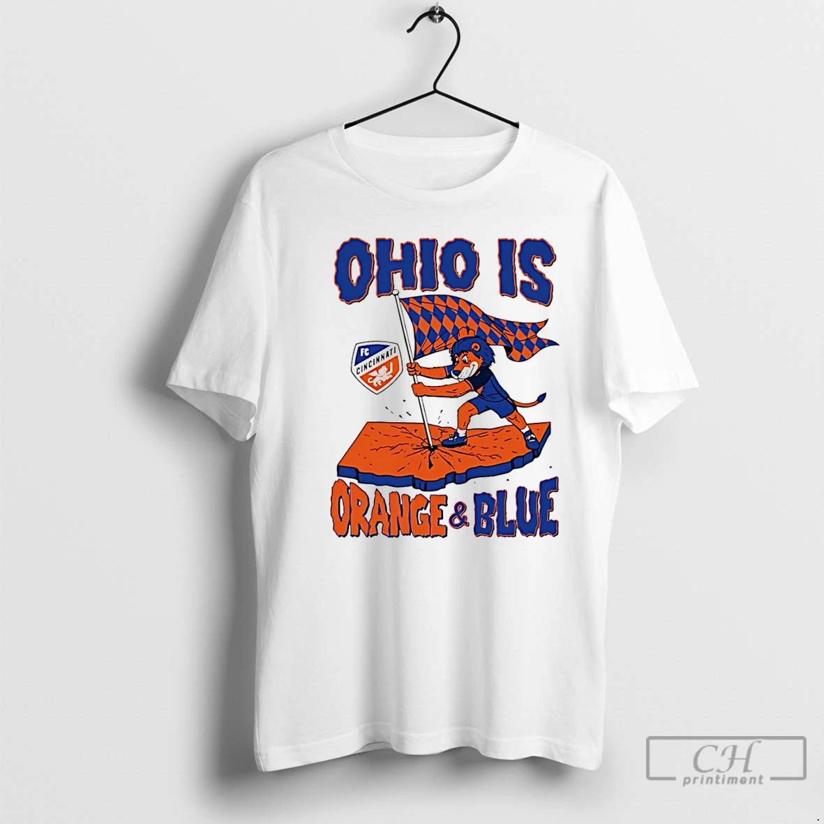 Premium Ohio Is Orange And Blue Fc Cincinnati Mascot Christmas T Shirts Unisex T-shirt, Sweatshirt, Hoodie, Long Sleeve Tee - T-Shirt, Sweatshirt, Hoodie