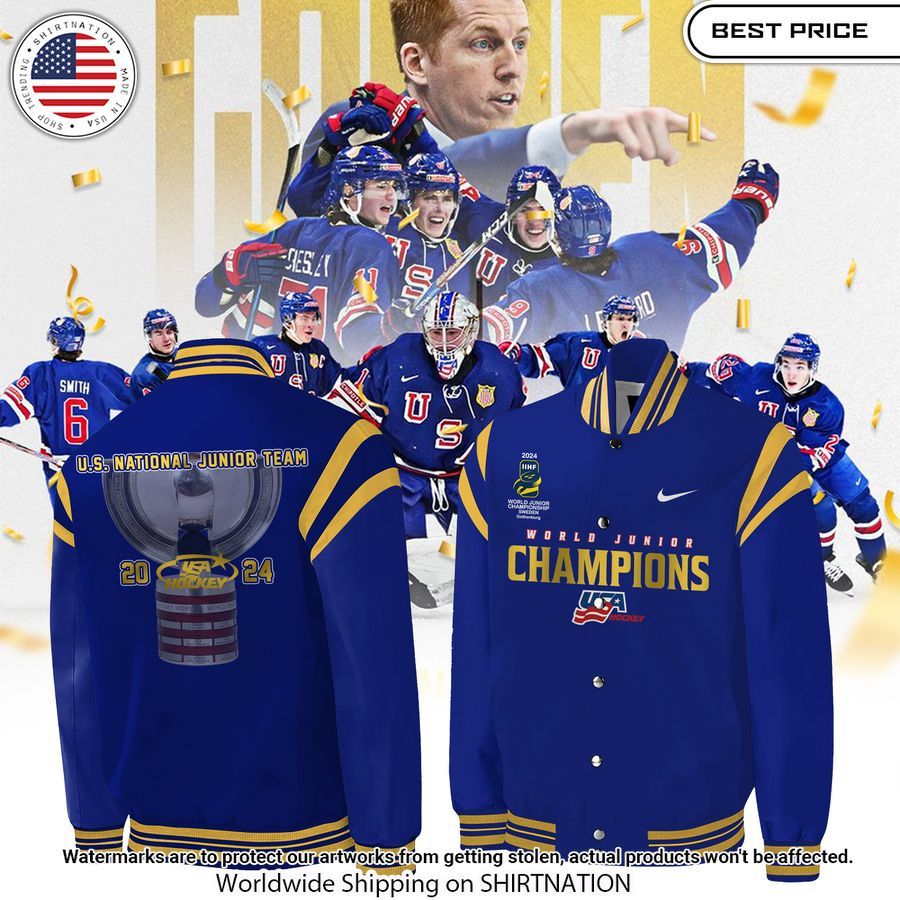 USA Hockey World Junior Champions 2024 Baseball Jacket Unisex T-shirt, Sweatshirt, Hoodie, Long Sleeve Tee - T-Shirt, Sweatshirt, Hoodie