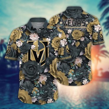 Vegas Golden Knights Bold Blossom Hawaiian Shirt Unisex T-shirt, Sweatshirt, Hoodie, Long Sleeve Tee - T-Shirt, Sweatshirt, Hoodie