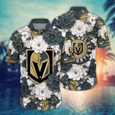 Vegas Golden Knights Floral Prestige Hawaiian Shirt Unisex T-shirt, Sweatshirt, Hoodie, Long Sleeve Tee - T-Shirt, Sweatshirt, Hoodie