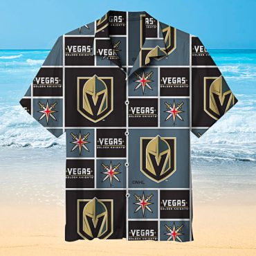 Vegas Golden Knights Logo Grid Hawaiian Shirt Unisex T-shirt, Sweatshirt, Hoodie, Long Sleeve Tee - T-Shirt, Sweatshirt, Hoodie