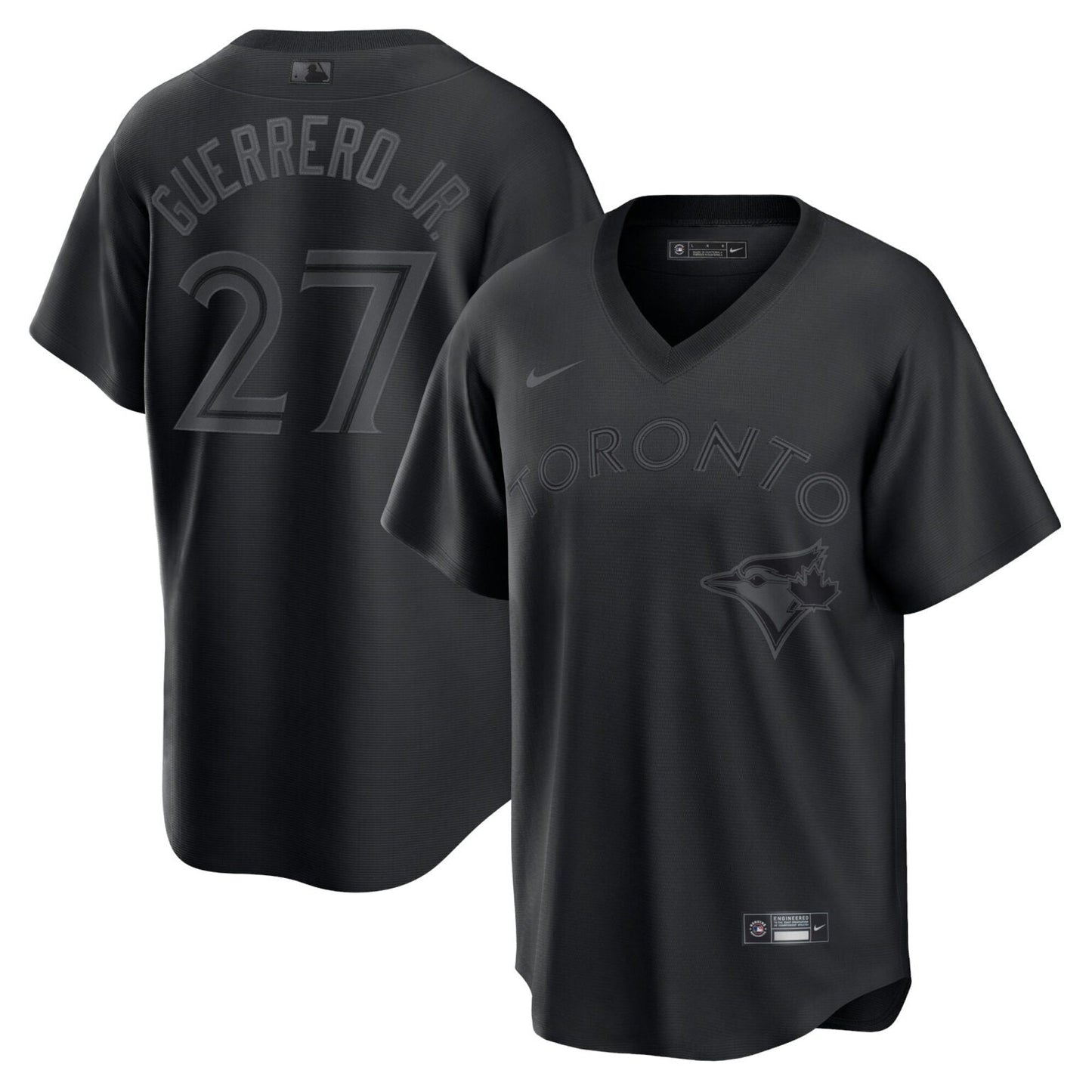 Vladimir Guerrero Jr Toronto Blue Jays Pitch Black Jersey Black baseball jersey product view 1