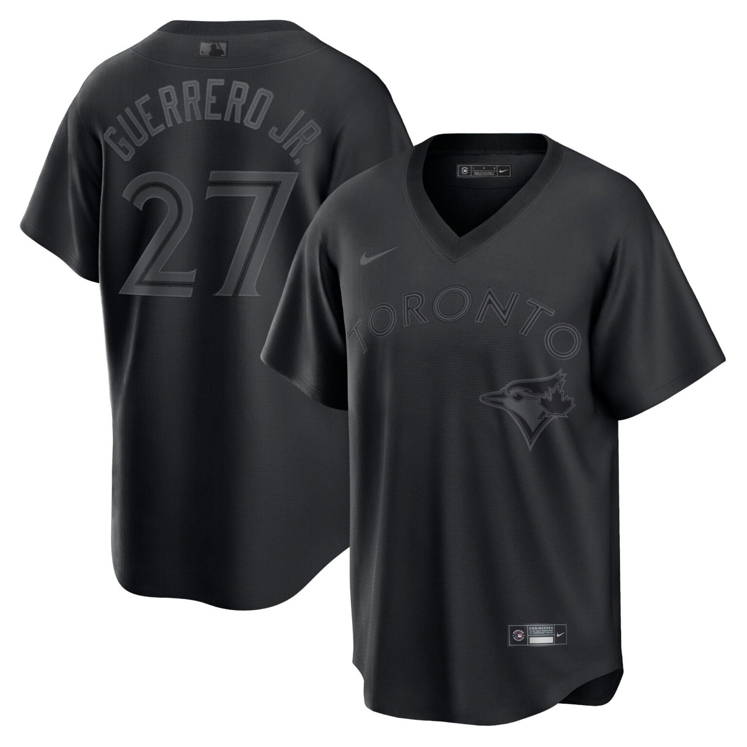 Vladimir Guerrero Jr Toronto Blue Jays Pitch Black Jersey Black baseball jersey product view 1