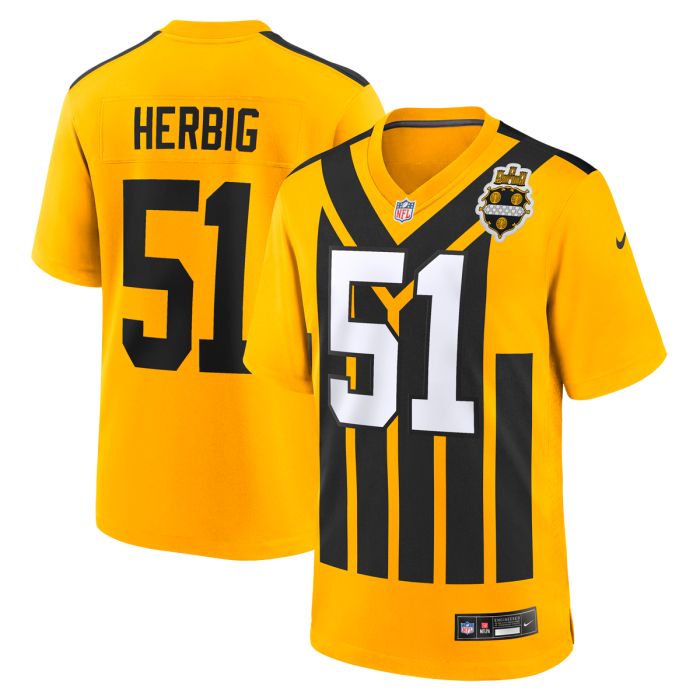 Nick Herbig Pittsburgh Steelers Alternate 1933 Throwback Jersey - Gold football jersey product view 1