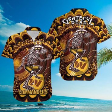 Washington Commanders Grateful Skeleton Hawaiian Shirt Unisex T-shirt, Sweatshirt, Hoodie, Long Sleeve Tee - T-Shirt, Sweatshirt, Hoodie