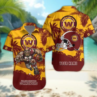 Washington Commanders Personalized Gridiron Warrior Hawaiian Shirt Unisex T-shirt, Sweatshirt, Hoodie, Long Sleeve Tee - T-Shirt, Sweatshirt, Hoodie