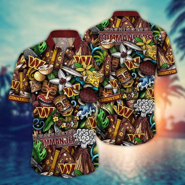 Washington Commanders Tiki Island Hawaiian Shirt Unisex T-shirt, Sweatshirt, Hoodie, Long Sleeve Tee - T-Shirt, Sweatshirt, Hoodie
