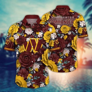 Washington Commanders Vintage Bloom Hawaiian Shirt Unisex T-shirt, Sweatshirt, Hoodie, Long Sleeve Tee - T-Shirt, Sweatshirt, Hoodie