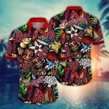 Washington Nationals Tropical Splash Hawaiian Shirt Unisex T-shirt, Sweatshirt, Hoodie, Long Sleeve Tee - T-Shirt, Sweatshirt, Hoodie
