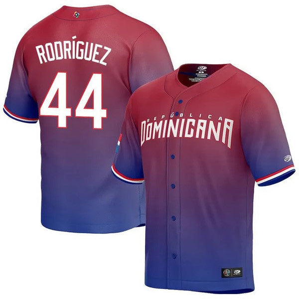 Julio Rodrguez Dominican Baseball Seattle Mariners World Baseball Classic Jersey Red baseball jersey product view 1