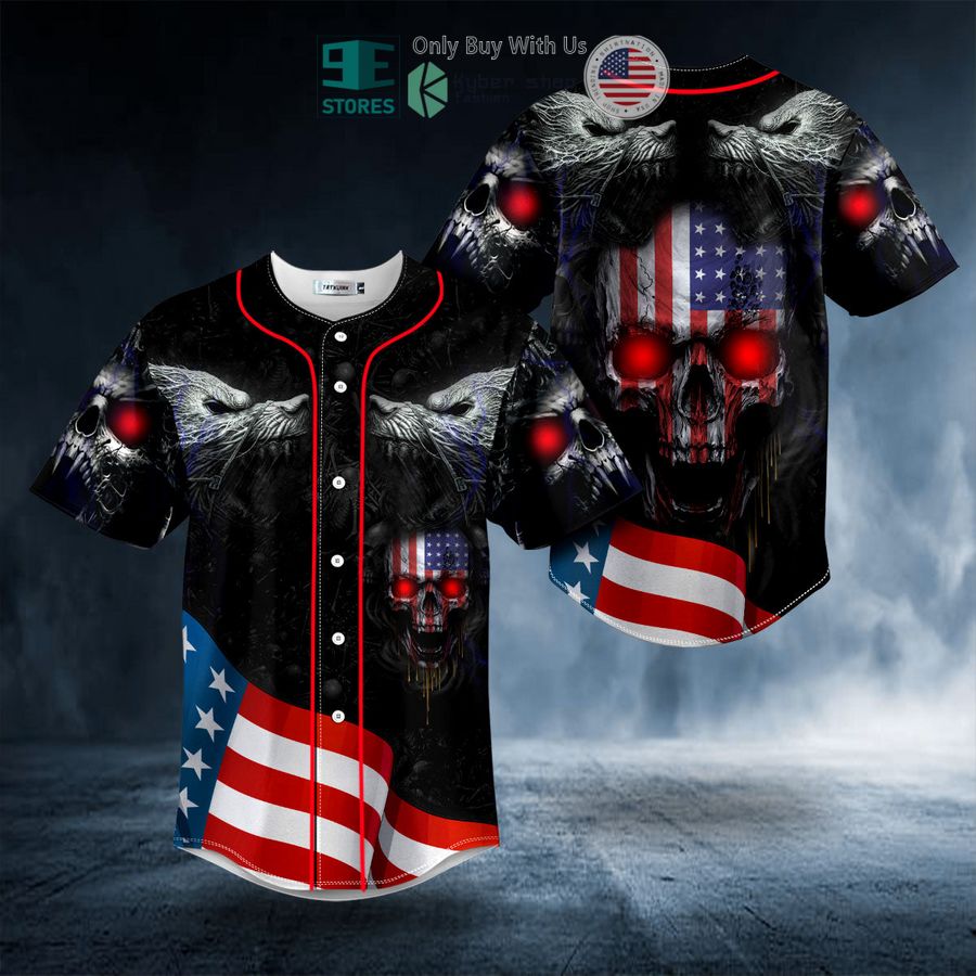 BEST Werewolves U.S Flag Patriotic Skull Baseball Shirt Unisex T-shirt, Sweatshirt, Hoodie, Long Sleeve Tee - T-Shirt, Sweatshirt, Hoodie