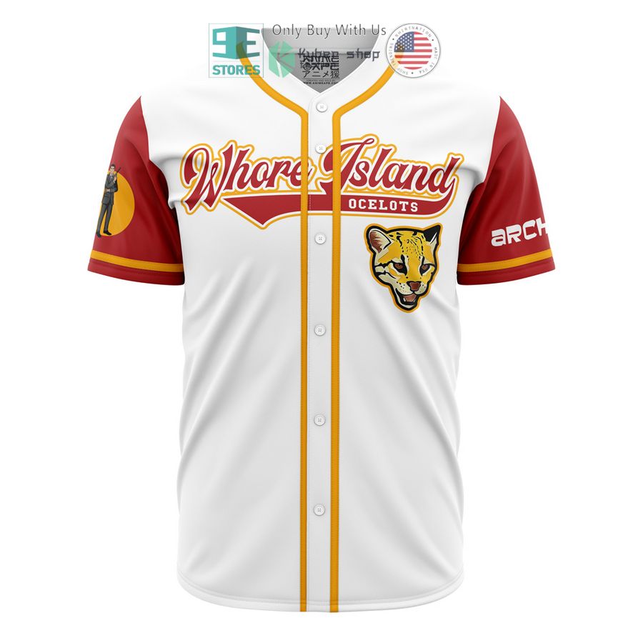 BEST Whore Island Ocelots Archer Baseball Jersey Unisex T-shirt, Sweatshirt, Hoodie, Long Sleeve Tee - T-Shirt, Sweatshirt, Hoodie