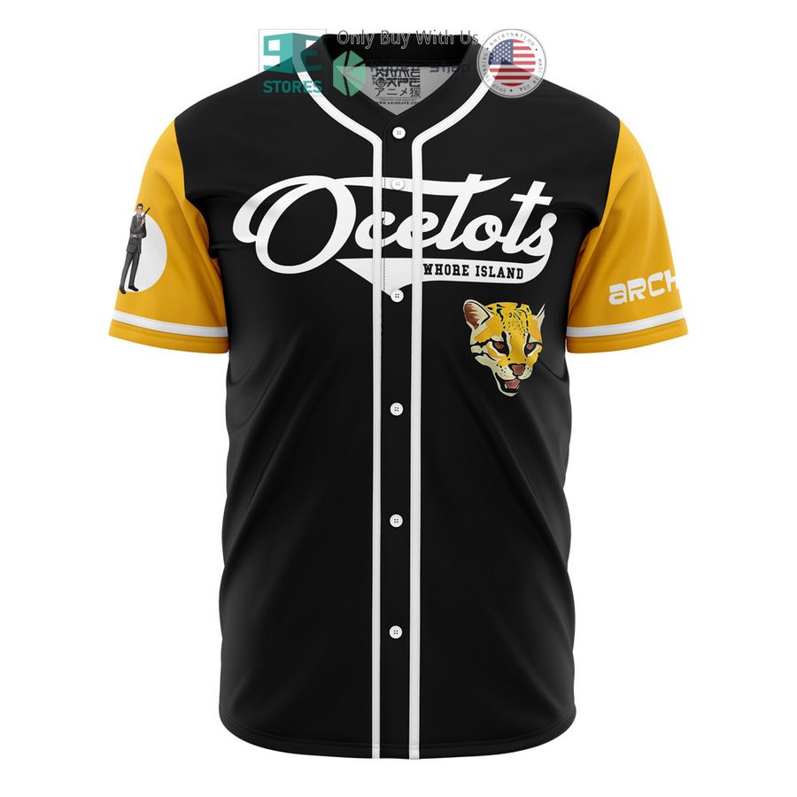 BEST Whore Island Ocelots Archer yellow black Baseball Jersey Unisex T-shirt, Sweatshirt, Hoodie, Long Sleeve Tee - T-Shirt, Sweatshirt, Hoodie