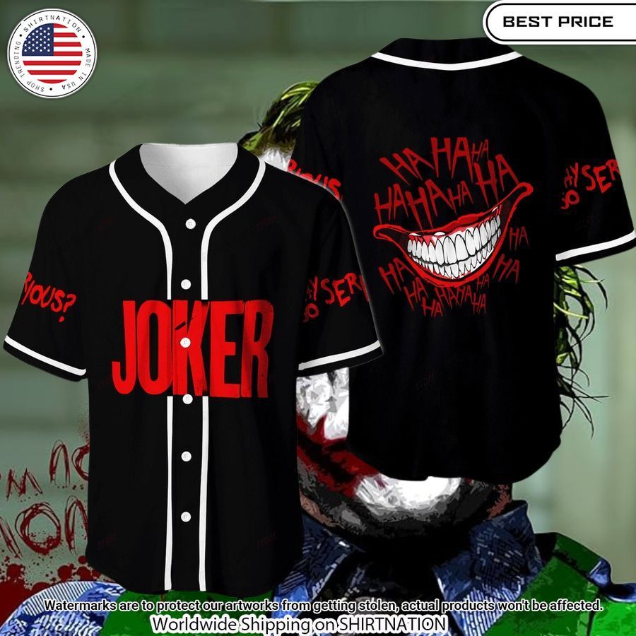 Why So Serious Joker Hahaha Baseball Jersey Unisex T-shirt, Sweatshirt, Hoodie, Long Sleeve Tee - T-Shirt, Sweatshirt, Hoodie