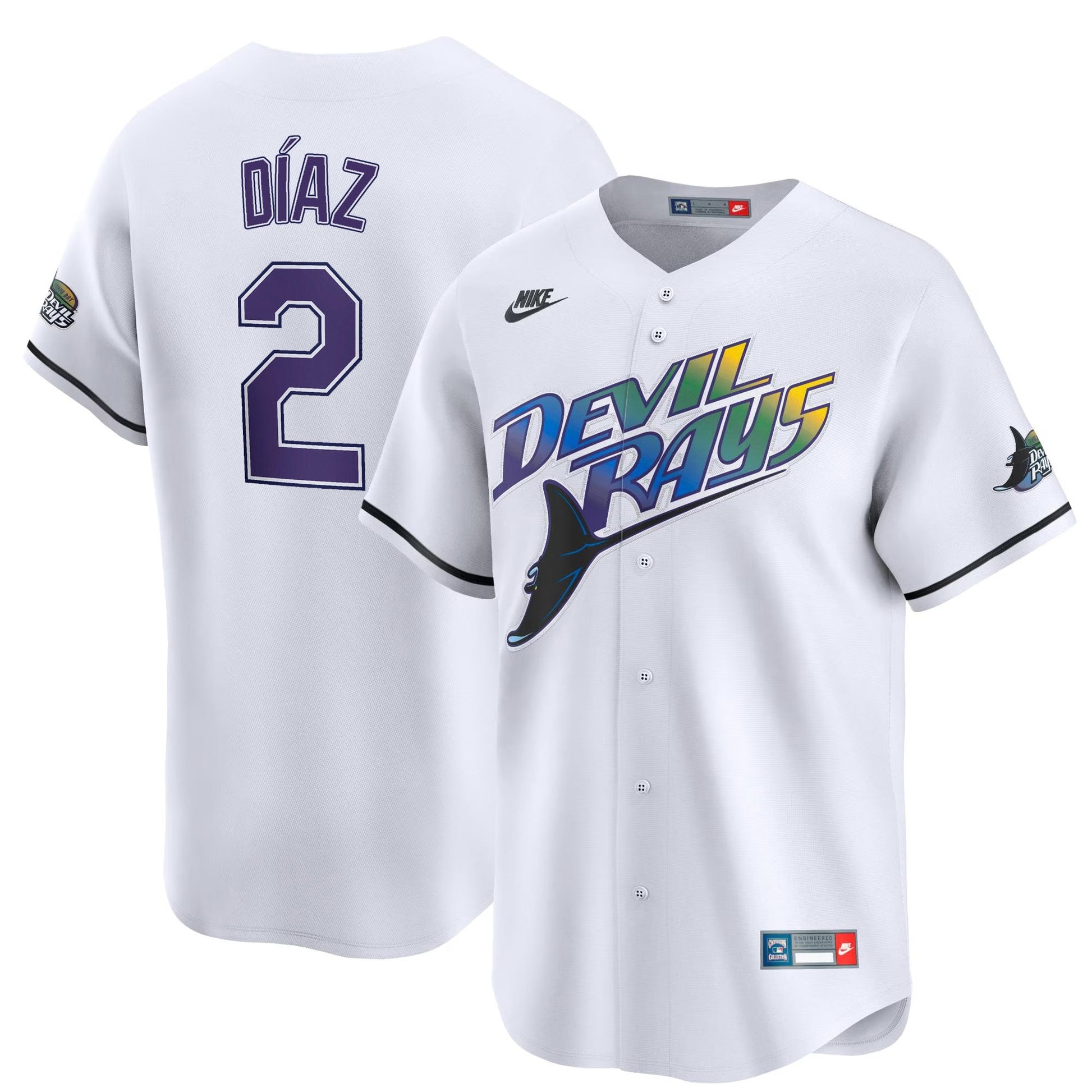 Yandy Diaz Tampa Bay Rays Cooperstown Collection Jersey - White baseball jersey product view 1