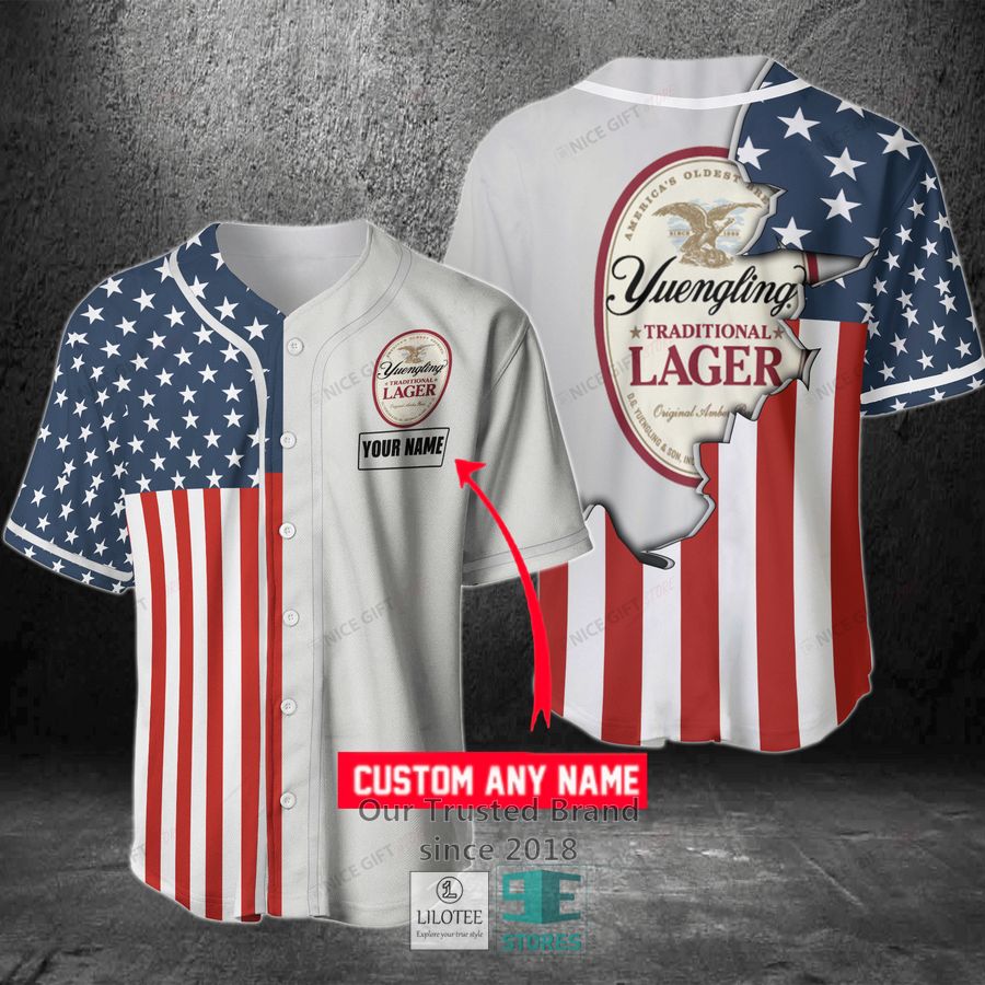 Yuengling Your Name US Flag Baseball Jersey Unisex T-shirt, Sweatshirt, Hoodie, Long Sleeve Tee - T-Shirt, Sweatshirt, Hoodie